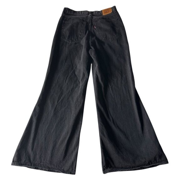 Levi's Premium Womens Sz 31 High Loose Flare Leg Trainwreck Black Denim Jeans - Picture 3 of 12